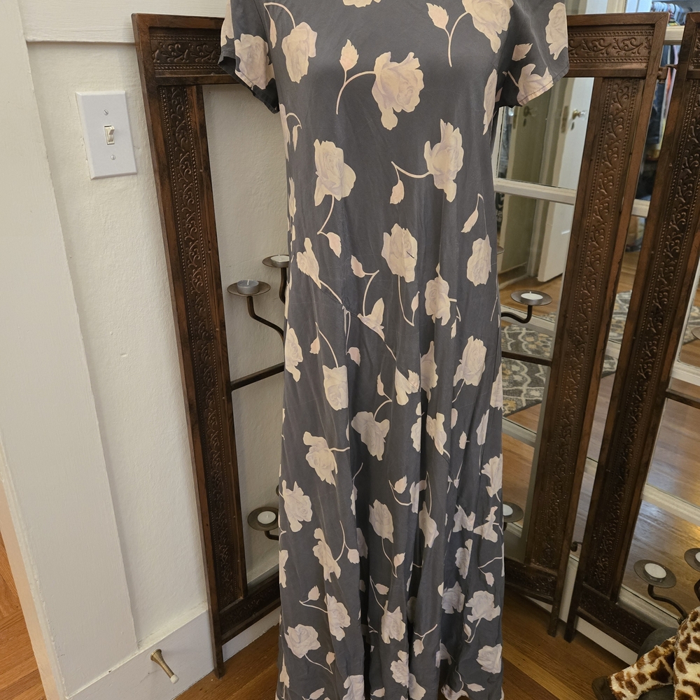 Floral Silk Maxi Dress, Sz M/L